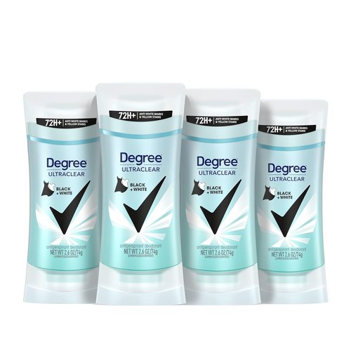 Degree Women's Antiperspirant Balm - 48H Non-Stop Protection, Fresh Scent, 2.6 oz | Black & White, 4 Count