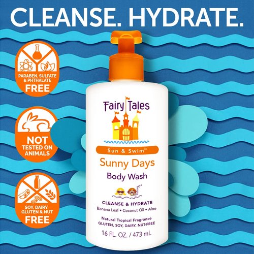 Fairy Tales Sunny Days Body Wash - Chlorine & Sunscreen Removal for Swimmers | Gentle Formula - 16oz