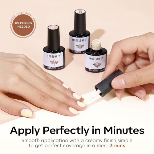 modelones Nude Gel Nail Polish Set -6 Colors Neutral Milky White Pink Brown Gel Polish Kit Skin Tones Soak Off Nail Kit Manicure DIY at Home Nail Art Salon Gift