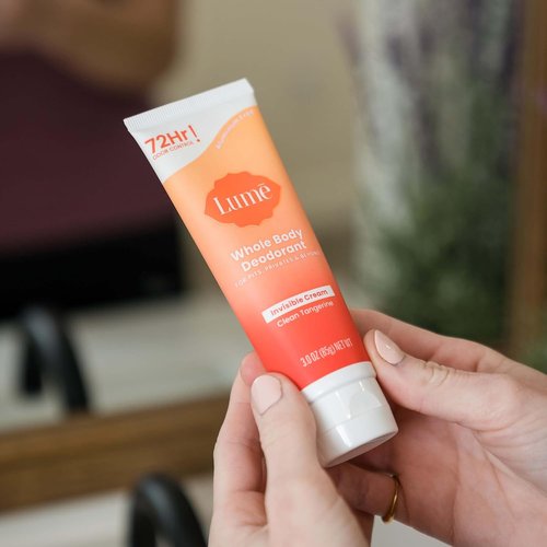 Lume Whole Body Deodorant - Invisible Cream Tube for 72-Hour Odor Control - Aluminum & Baking Soda Free - 3 oz (Clean Tangerine)