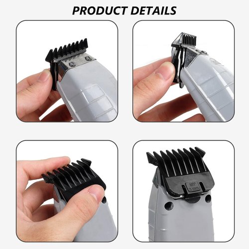 Andis Clipper Guards - 4 Pack Snap-On Blade Attachment Combs Set | 1/16", 1/8", 1/4", 3/8" Sizes - Black