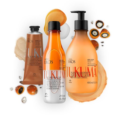 Natura Tukumã Body Care Bundle | Hyaluronic Acid Lotion, Biphase Shower Oil & Hand Cream - Deep Hydration & Improved Elasticity