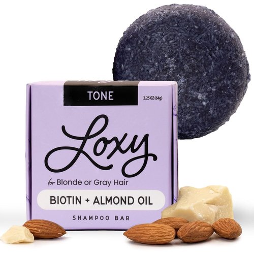 Loxy Purple Toning Shampoo Bar - Biotin & Almond Oil for Blonde/Grey Hair | Vegan & Cruelty-Free | Zero Waste