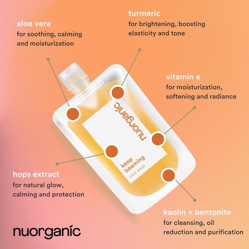 Nuorganic Turmeric Face Mask - Soothing & Exfoliating Acne Treatment - Airtight Tube for Freshness