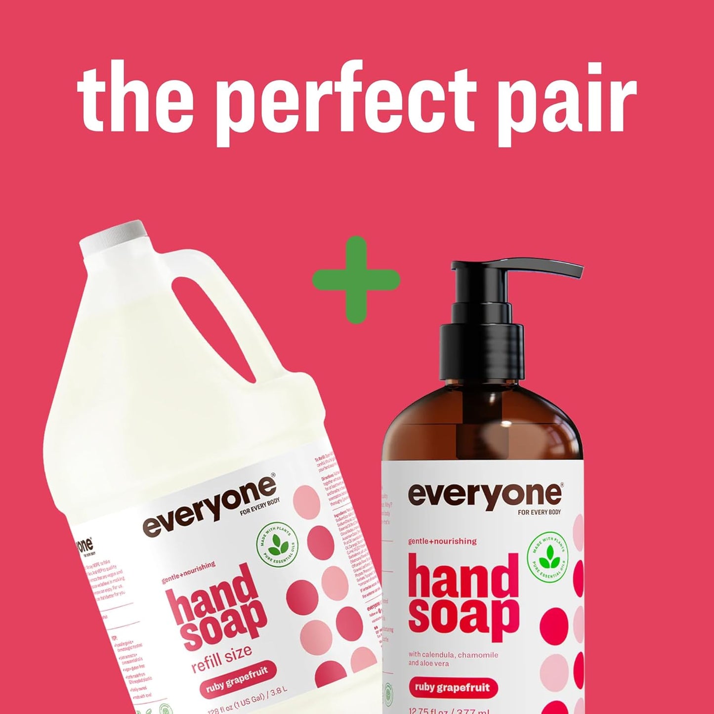 Everyone Liquid Hand Soap Refill - Ruby Grapefruit Scent | 1 Gallon, Made with Essential Oils for Kitchen & Bathroom
