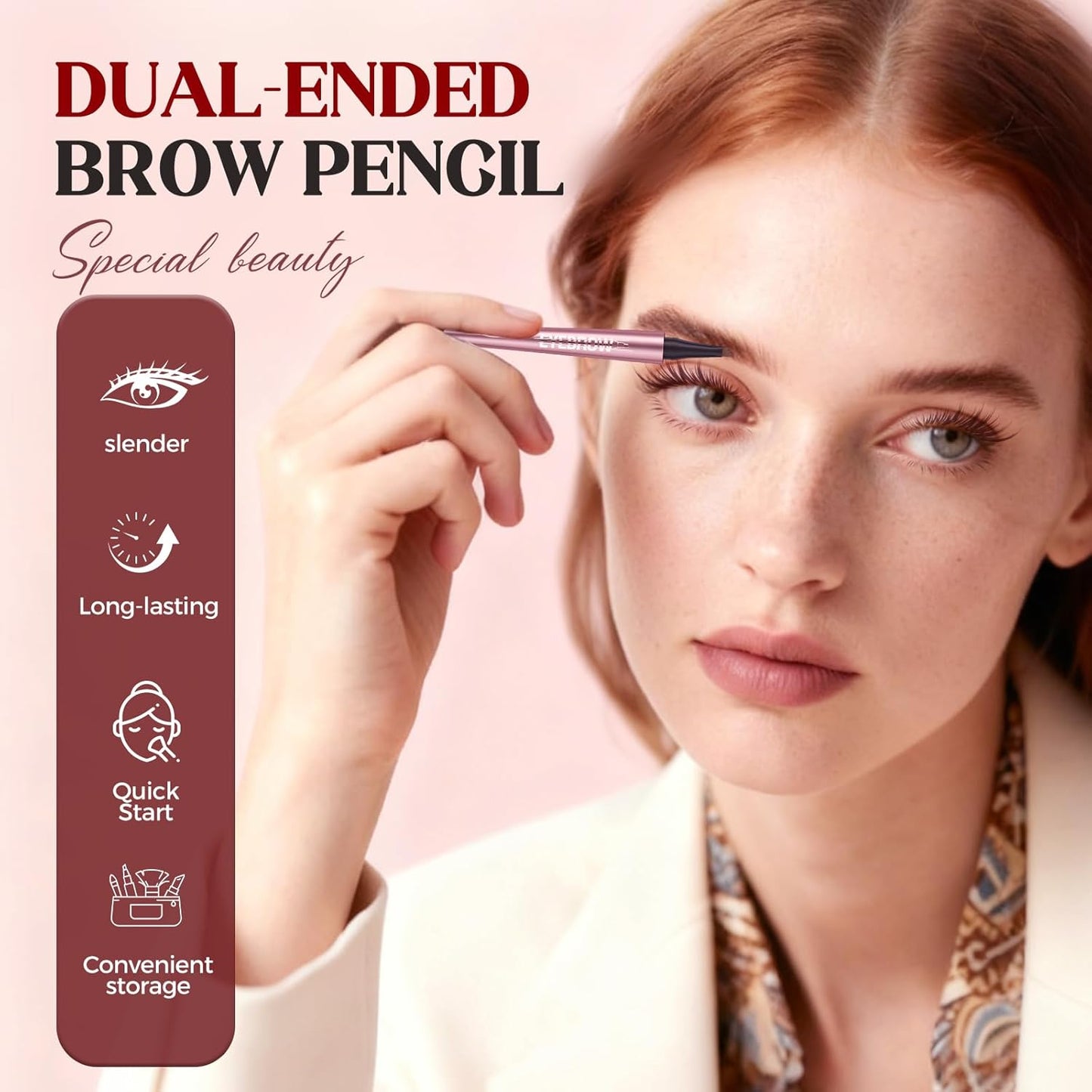 Skiennix Microblading Eyebrow Pen - 4-Tip 3D Waterproof Pencil for Natural Contouring | Black