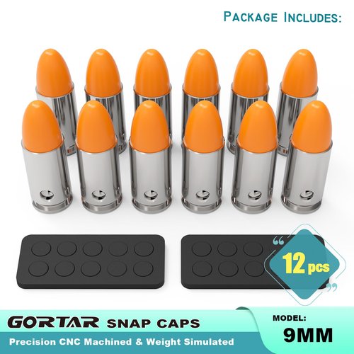 GORTAR 9mm Snap Caps Training Dummy Rounds Practice Safe Loading Firing Close to Real Weight Targets & Accessories -12 Pcs