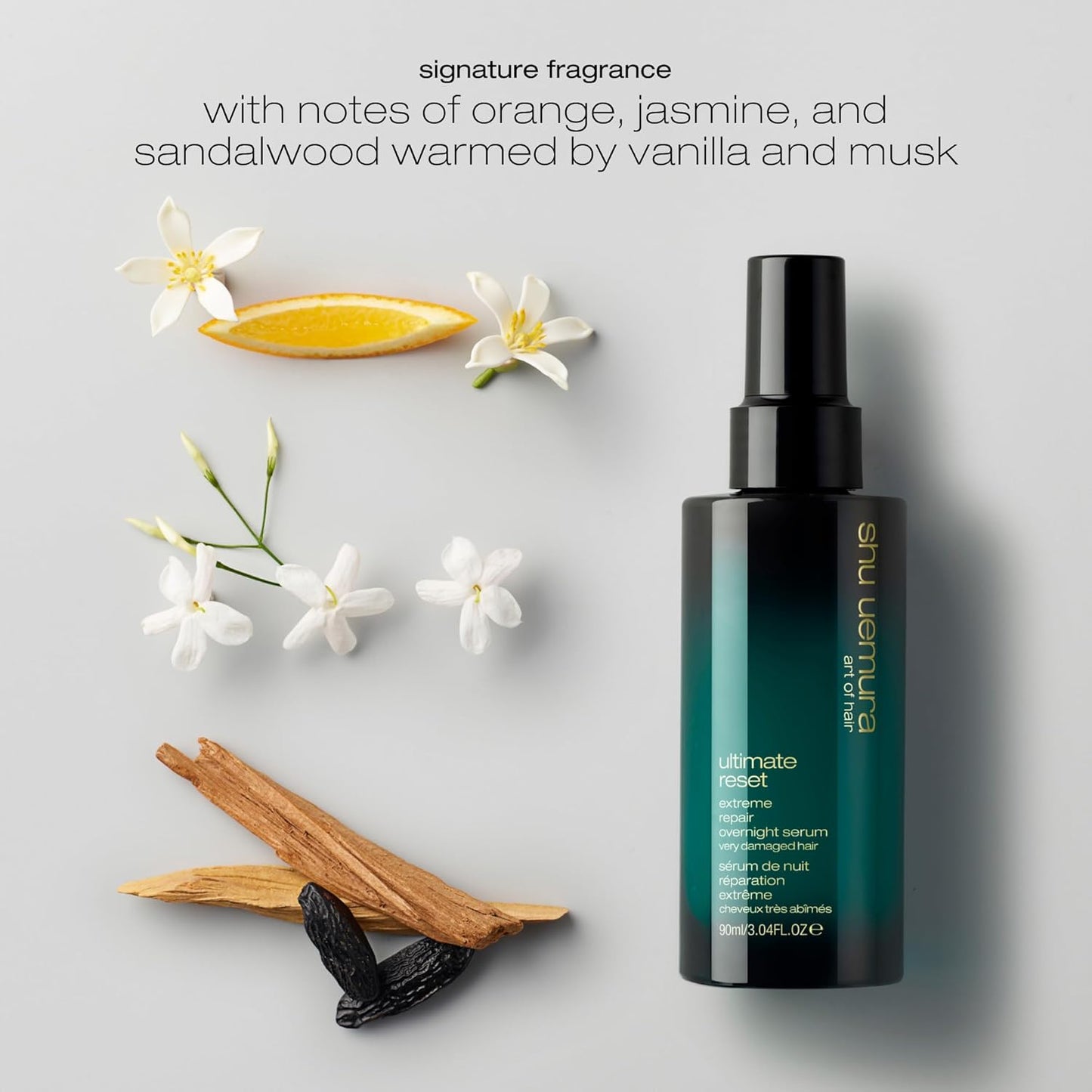 Shu Uemura Ultimate Reset Hair Serum - Extreme Repair Night Treatment with Japanese Rice Extract for Dry, Damaged Hair