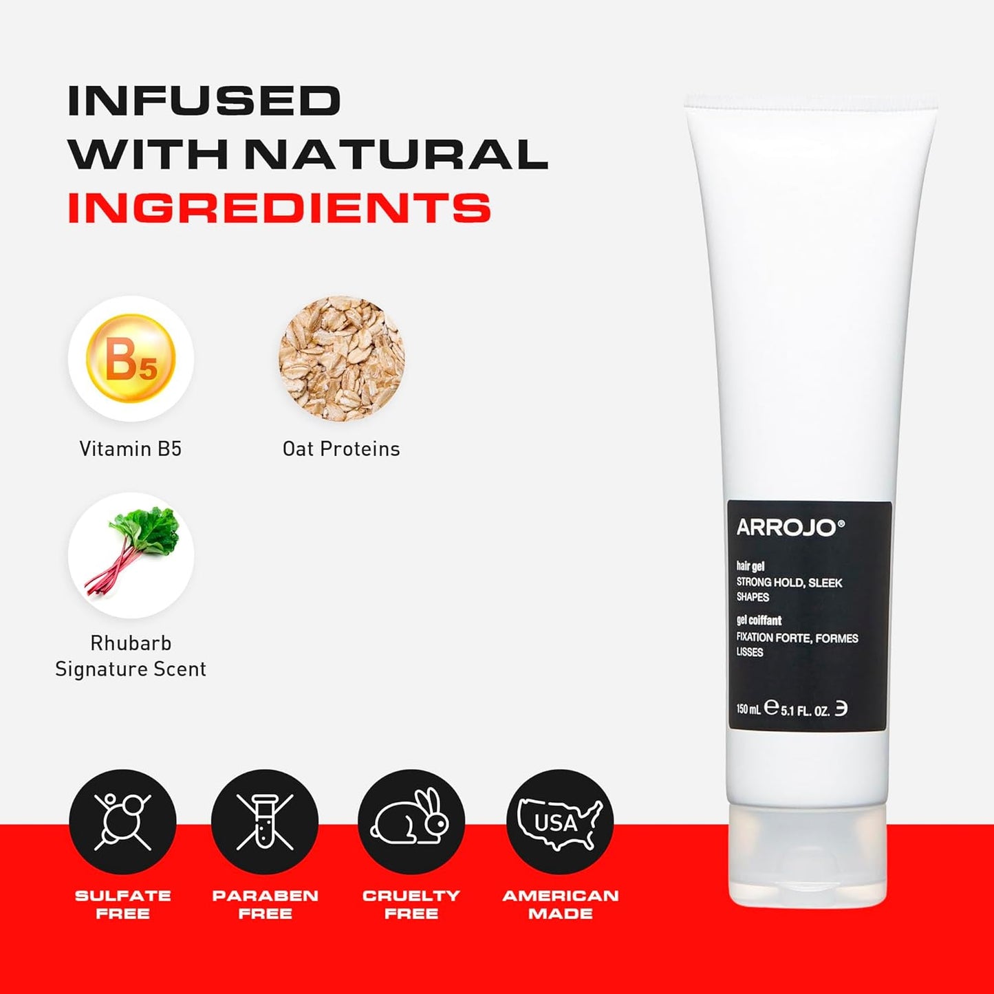 ARROJO Hair Gel - Strong Hold Styling Gel for All Hair Types | 1 Fl Oz