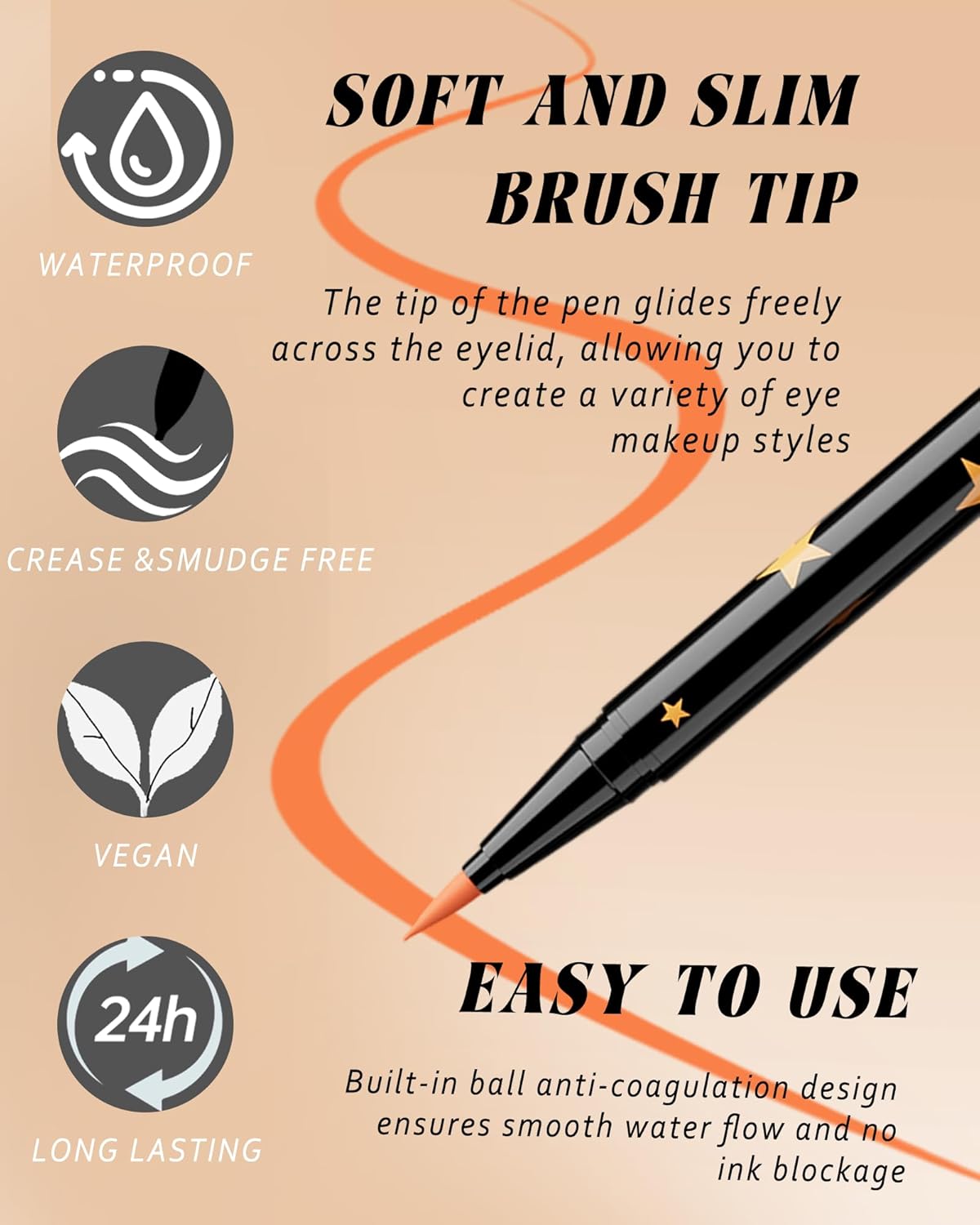 Skiennix Colored Liquid Eyeliner Pen Set - Waterproof Matte Eye Liner | 6 High Pigmented Shades
