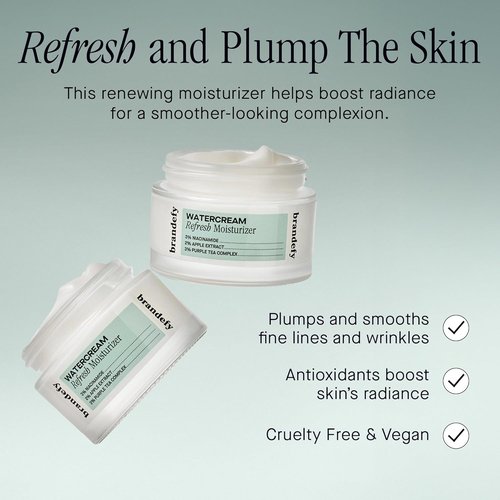 Brandefy Water Cream - Lightweight Moisturizer for Pore-Refining Hydration | Daily Face Cream, 1.6 Oz
