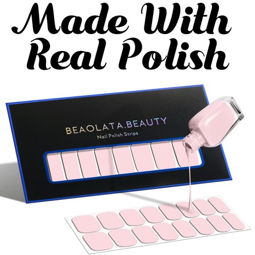Beaolata Nail Polish Strips, 32PCS Salon Quality Wraps, Long Lasting Gel Nail Stickers for Women Easy Apply& Remove (Basketry Light Brown)