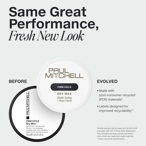 Paul Mitchell Dry Wax - Long-Lasting Hold & Matte Finish for All Hair Types | 1.8 oz