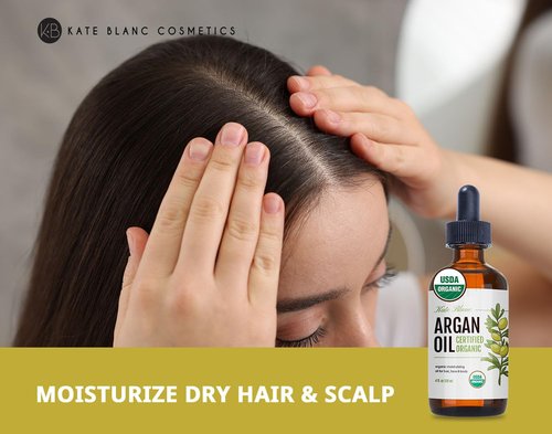 Kate Blanc Cosmetics Argan Oil - 100% Pure & USDA Organic | Cold Pressed for Hair, Face & Skin (4oz)