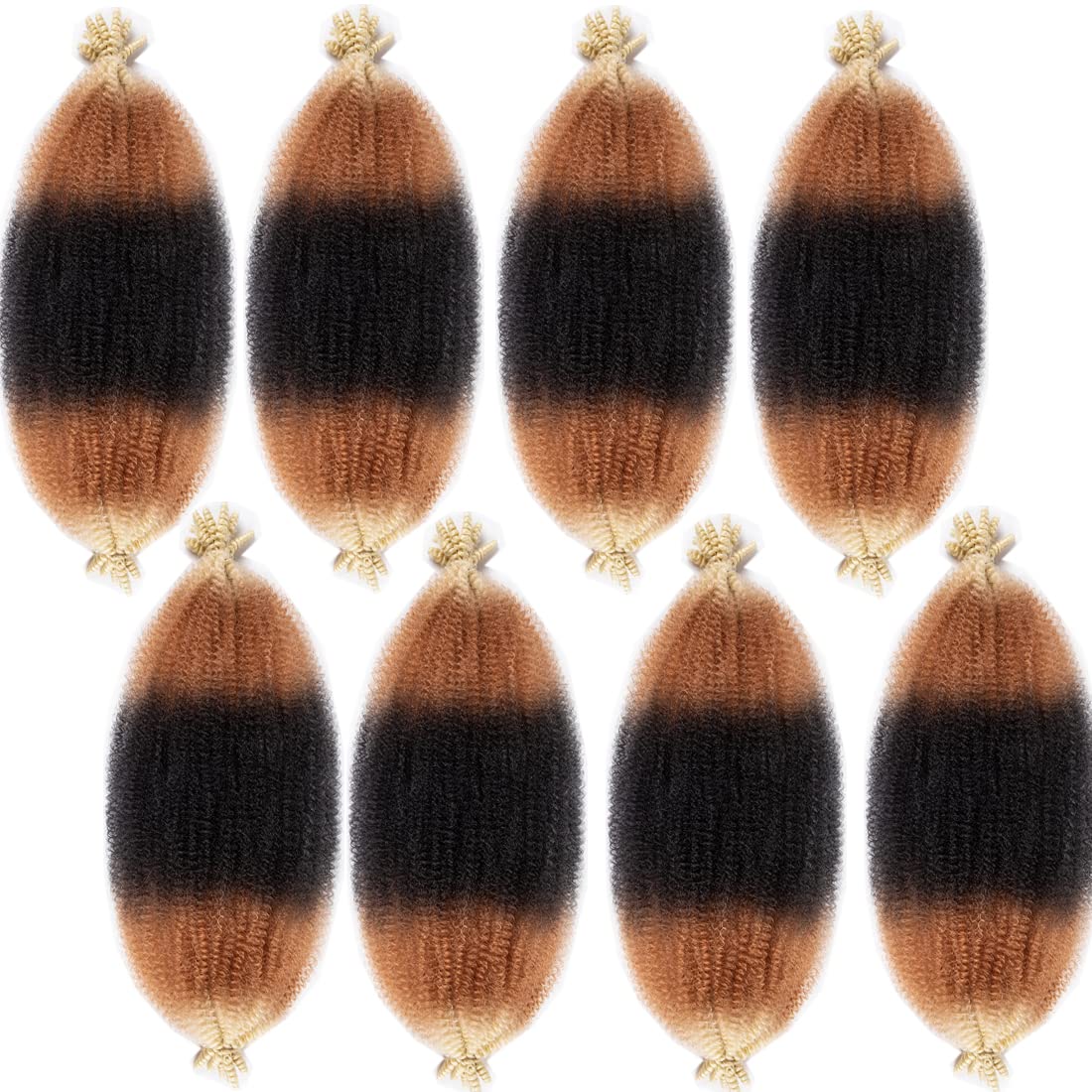 18 Inch Pre-Separated Springy Afro Twist Hair 8 Packs 1B/27/613 Marley Hair Pre-Fluffy Natural Curls are Perfect for Marley Crochet Hair Suitable for Black Women(1B/27/613, 18 Inch (Pack of 8))