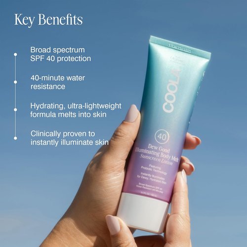 COOLA Organic Dew Good Illuminating Probiotic Serum - SPF 30 Sunscreen with BlueScreen Tech | 1.15 Fl Oz