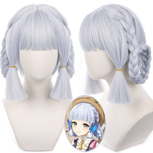 maysuwell Silver Cosplay Wig for Ayaka Springbloom Missive Wigs New Skin Genshhin impact Outfit Braid Hair Wigs for Women Comic Con