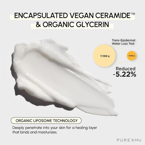 PURE'AM Korean Moisturizer - Ceramide Cream for Dry & Sensitive Skin | Hydrating Face Balm, 75ml