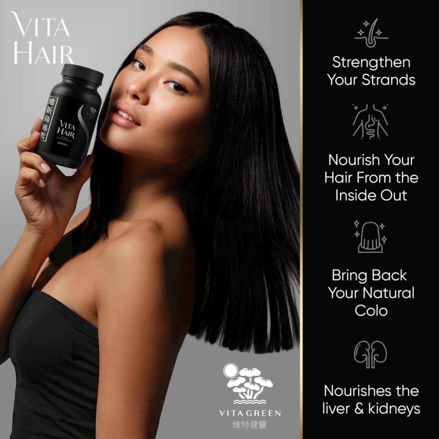 Vita Hair Growth Supplement - Micronized Formula for Healthier Hair | 100% Natural, 300 Capsules