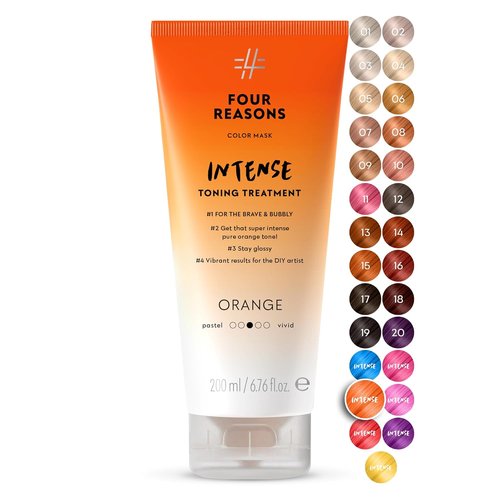 FOUR REASONS Color Mask | Intense Orange Hair Dye - Vegan Semi-Permanent Toning Treatment - 6.76 fl oz