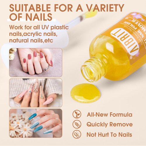 AIBRIT Gel Nail Polish Remover, Professional Gel Remover for Nails, Quick & Safe Remove Gel Nail Polish in 3-5 Minutes, No Need Soaking or Wrapping Removedor de Esmalte Gel 1.2 fl oz/36ml