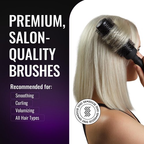 ERGO Ceramic Ionic Round Brush - Salon Quality Blow Drying Tool for Volumizing Hair - 2" Size