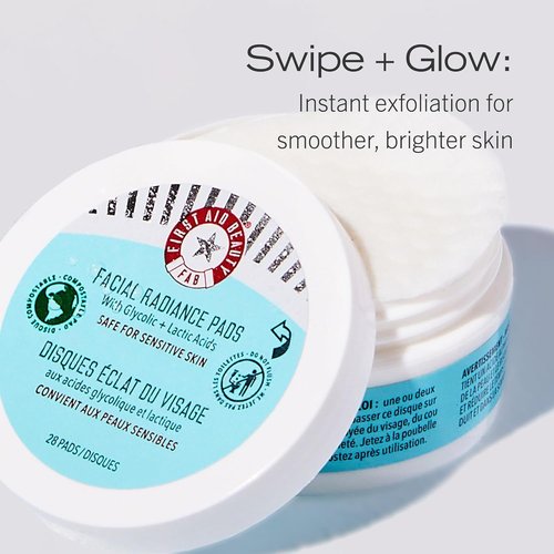 First Aid Beauty - Hydrated Glow Kit | Exfoliating Body Scrub, Facial Radiance Pads & Ultra Repair Cream - 4ct