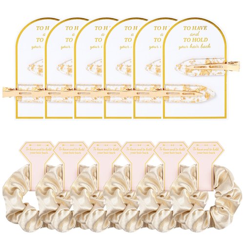 12 PCS Soft Silk Satin Hair Accessories - Scrunchies, Hair Clips for Bridal Shower Gifts, Wedding Favors for Women and Girls