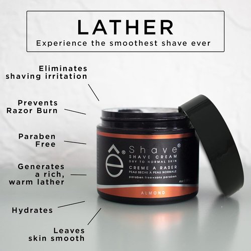 eShave Shaving Cream for Men - Almond Scent | Prevents Irritation & Razor Burn, 4 oz