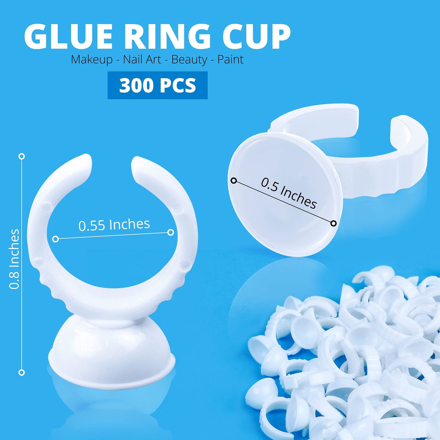 100PCS aliOry Glue Rings for Eyelash Extensions Disposable lash Rings for Glue Holder Volume lash Fan Blossom Glue Cups, (Pink Oval Shaped)