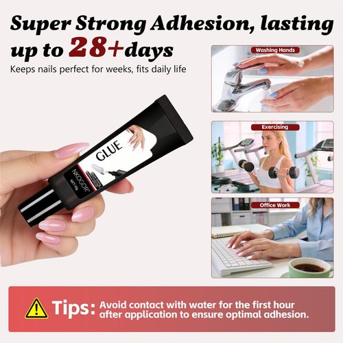 2 Sets Quick Drying 10g Semi Solid Nail Glue with 10ml Remover for Press On Nails Tips No Need for UV Lamp Long Lasting Fake Acrylic Nails Glue Gel