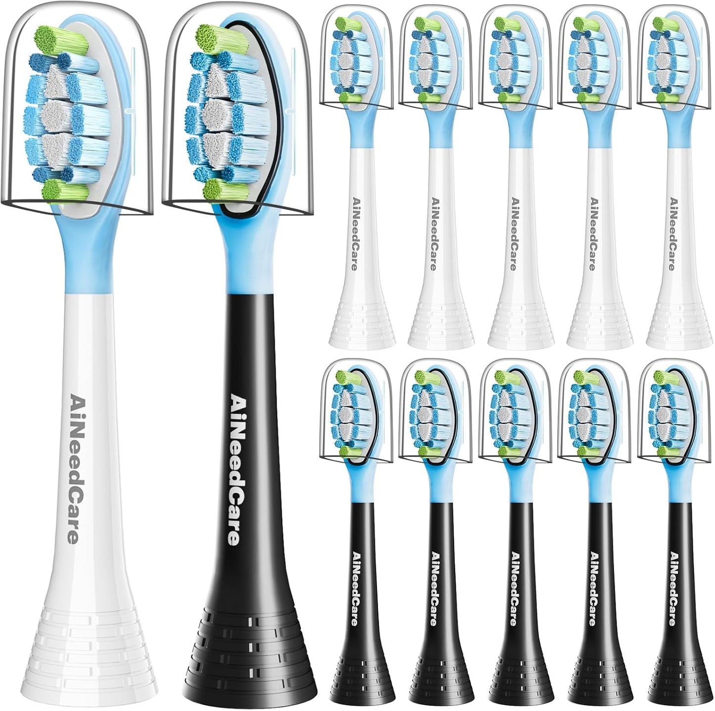 Sonicare Replacement Heads - Electric Toothbrush Heads for Philips Sonicare | 12 Pack (6 White + 6 Black)