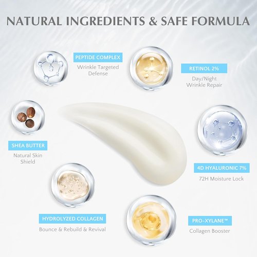 EnaSkin Retinol Collagen Face Cream - Anti-Aging Moisturizer with 7% Hyaluronic Acid | 1.7 Oz for Day/Night Use