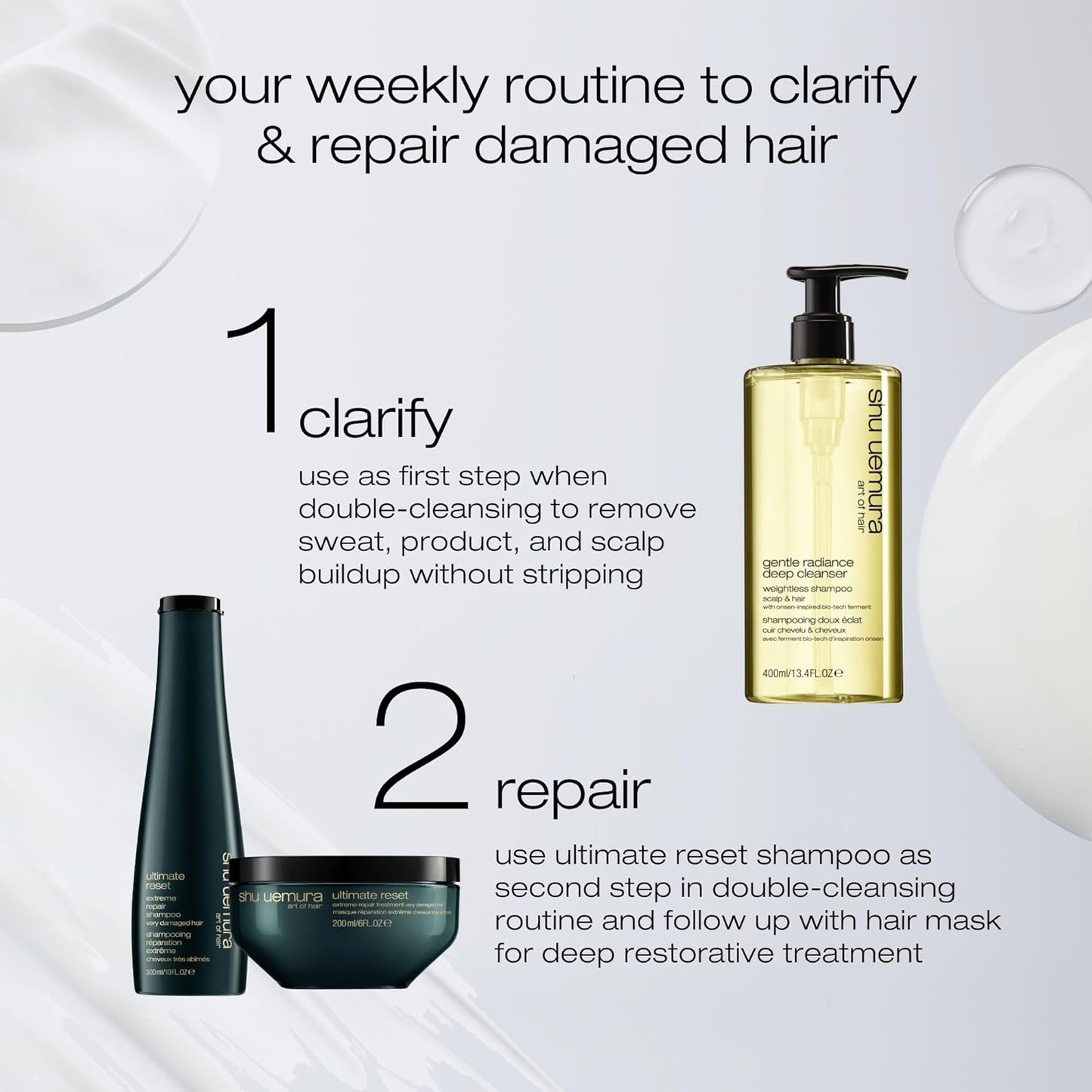 Shu Uemura Art of Hair Gentle Radiance Clarifying Shampoo - Deep Cleansing & Moisture Balancing, 13.4 Fl Oz