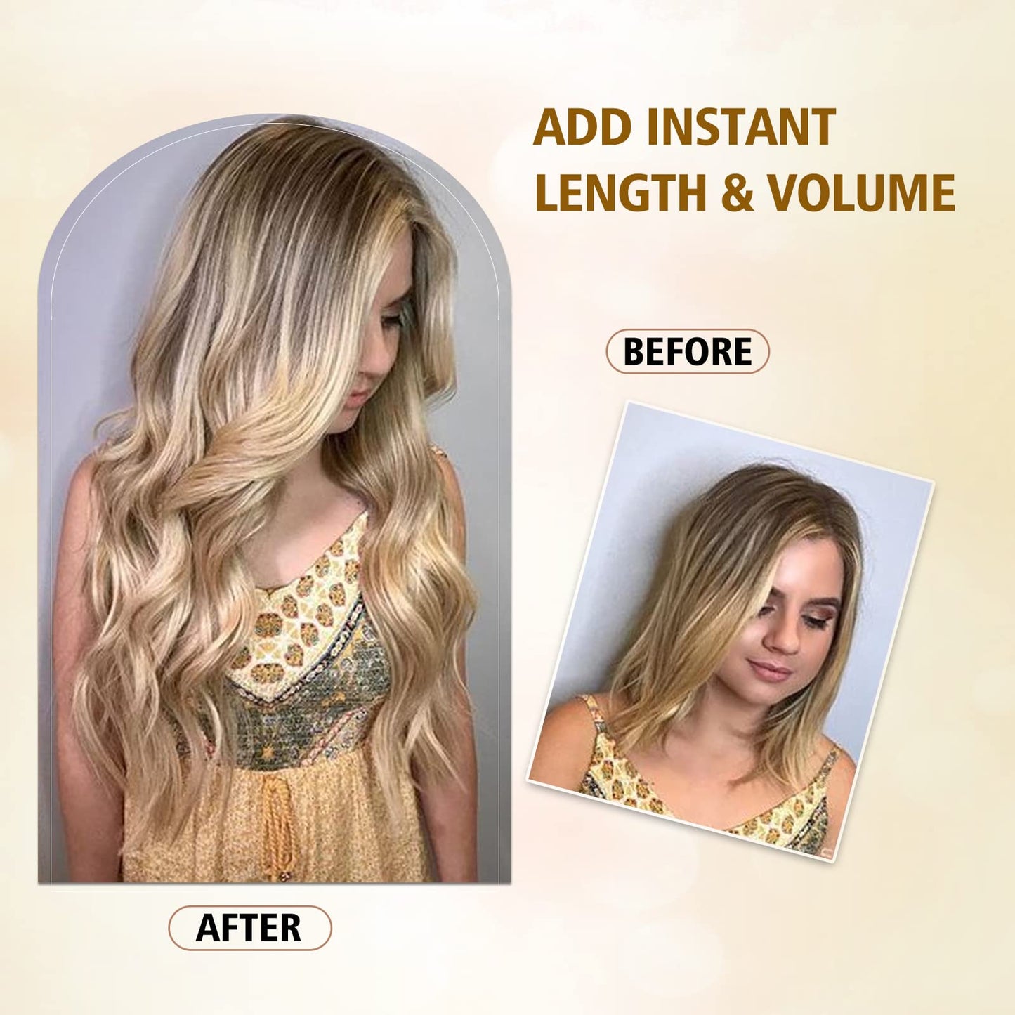 Not Tangled 20 Inch Long Wavy Synthetic Hair Extensions Honey Blonde Mixed Light Brown 4PCS thick long Clip in Hair Extensions for Women Full Head Natural Soft (20INCH, 22H10)