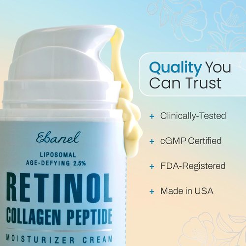 Ebanel Retinol Cream - Anti-Aging Moisturizer with Collagen & Hyaluronic Acid | 3.5 oz for Wrinkles & Dark Spots