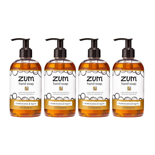 Zum Indigo Wild Hand Soap - Natural Liquid Soap with Frankincense & Myrrh Scent - 12 oz (4 Pack)