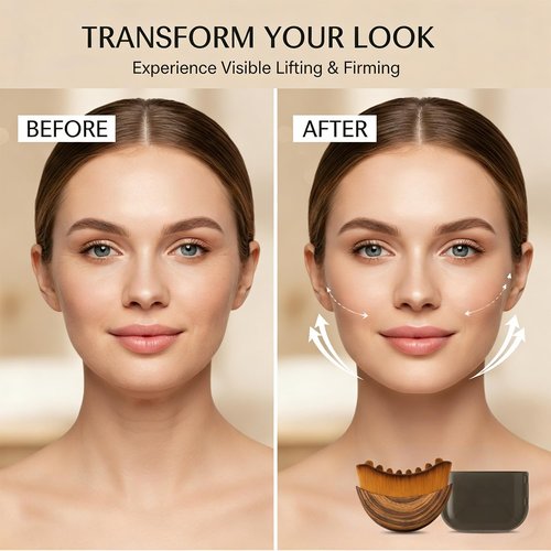 Kojiva Lymphatic Face Brush - Curved Contour Massager for Sculpting & Reducing Puffiness | Enhances Skin Glow
