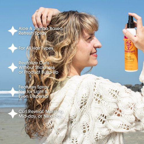 Jessicurl Awe Inspiraling Spray - Fragrance-Free Curl Refresher | 2 Fl Oz Moisturizing Formula for Curly Hair