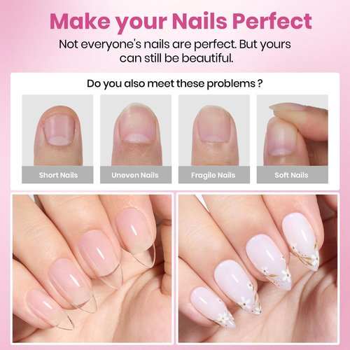 Beetles Gel Nail Tips Flat-X - Almond Square Medium, 320pcs 16 Sizes, Pre-Etched Half Matte Full Cover Soft Acrylic Press on Easy DIY False Nail Extension Salon for Flat & Natural Nail Beds