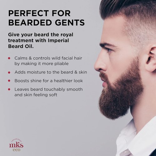 MKS Eco Imperial Beard Oil for Men - Sandalwood Scent | 2 Fl Oz - Calms Facial Hair, Adds Shine, Moisturizes Skin