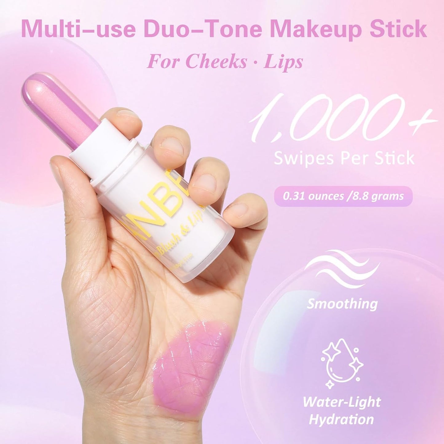 UCANBE Cream Blush Stick - Purple Duo-Tone Multi-Use Makeup for Cheeks & Lips | Hydrating, Lightweight, Long-Wearing