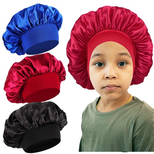 3 PCS Kids Bonnets for Girls,Bonnet for Kids,Silk Bonnet for Sleeping Kids,Showr,Toddler Bonnet