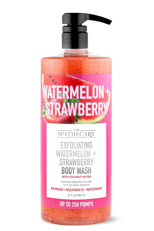 Skiennix Exfoliating Body Wash - Watermelon & Strawberry Coconut Scrub for Smooth Skin | 32 oz, Cruelty-Free
