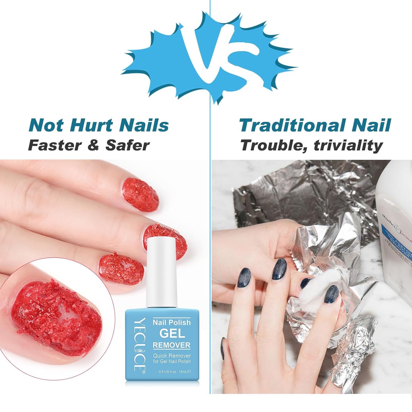 Skiennix Gel Nail Polish Remover - Quick & Easy 2-Minute Formula | 15ml, No Foil Needed