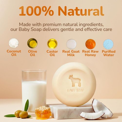 Relaxcation Baby Soap Bars - Goat Milk & Honey, Naturally Cold Processed | Handmade in USA (Pack of 3)