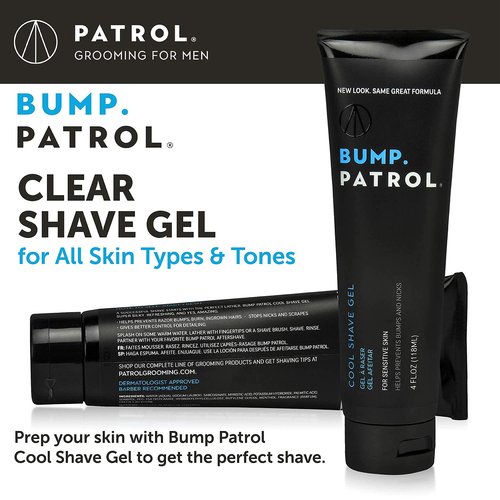 Bump Patrol Cool Shave Gel - Sensitive Formula with Menthol to Prevent Razor Burn & Ingrown Hairs - 4 Oz