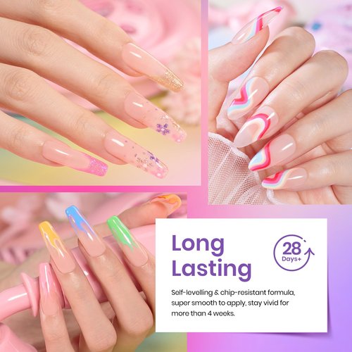 Beetles Neon Gel Polish Set, 20 Colors Glitter Pink Red Green Blue Bright Rainbow Collection Colorful Gel Polish Nails Sparkle Gel Base Glossy & Matte Top Coat UV Gel Spring Gift for Women & Girls