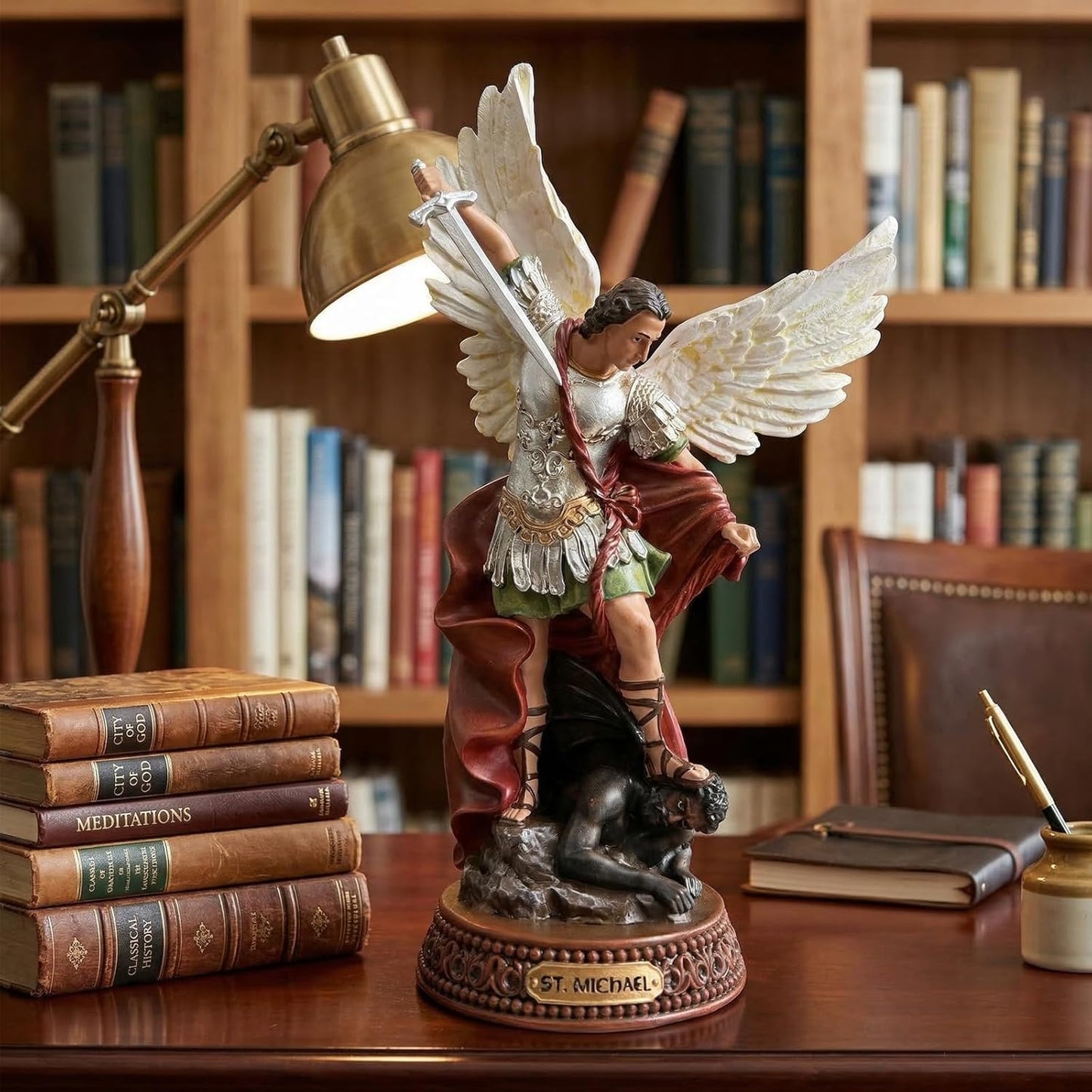 TALPGOD 12-Inch St. Michael The Archangel Statue - Colorful Catholic Home Decor Figurine