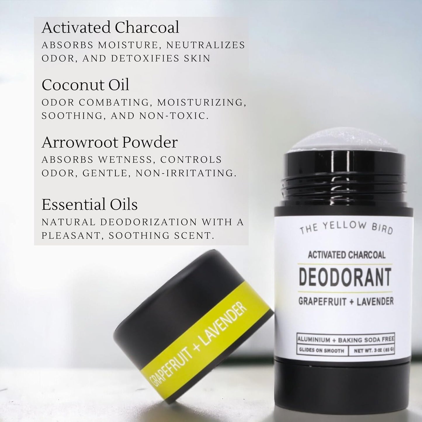 Skiennix Magnesium Deodorant - Natural, Aluminum-Free Formula for Sensitive Skin | Long-Lasting Protection with Charcoal & Essential Oils